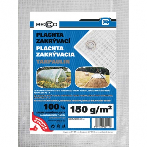 Plachta zakrývací s oky průhledná 5x8m, 150g/m2