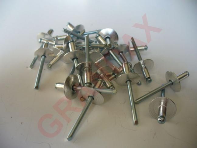 Nýty trhací AL, rozměr 4,8x12mm, plochá hlava 16mm