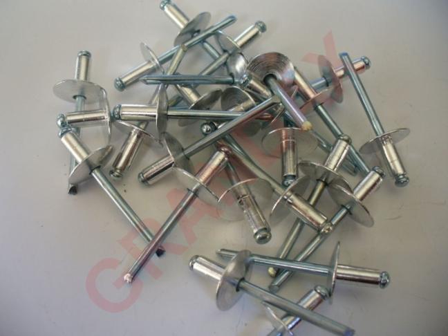 Nýty trhací AL, rozměr 4,8x12mm, plochá hlava 16mm