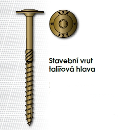Vrut stavební konstrukční, talířová hlava 8,0x360mm TORX40, ZZ