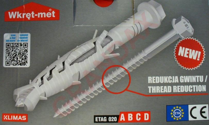 Hmoždinka rámová rozpínací, 10x160mm s vrutem se zápustnou hlavou