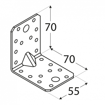 Úhelník s prolisem KPL4, 70x70x55mm