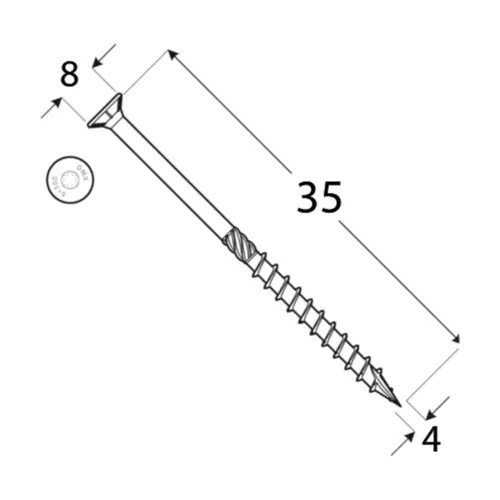 Vrut stavební konstrukční, zapuštěná hlava 4,0x 35mm TORX20, ZZ