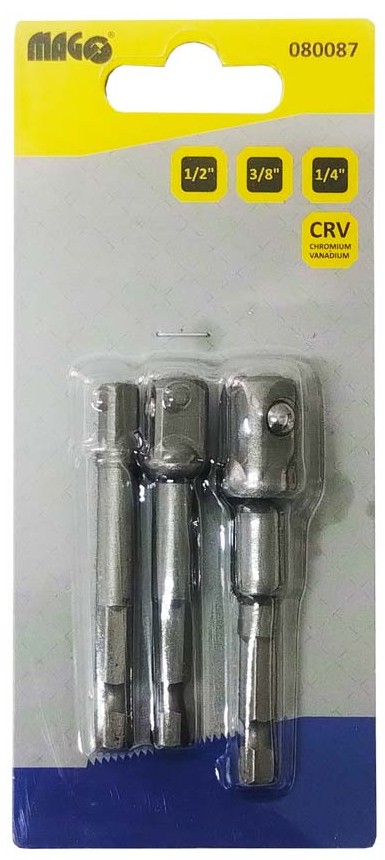 Adaptéry pro hlavice sada 3ks - 1/4", 3,8", 1/2"