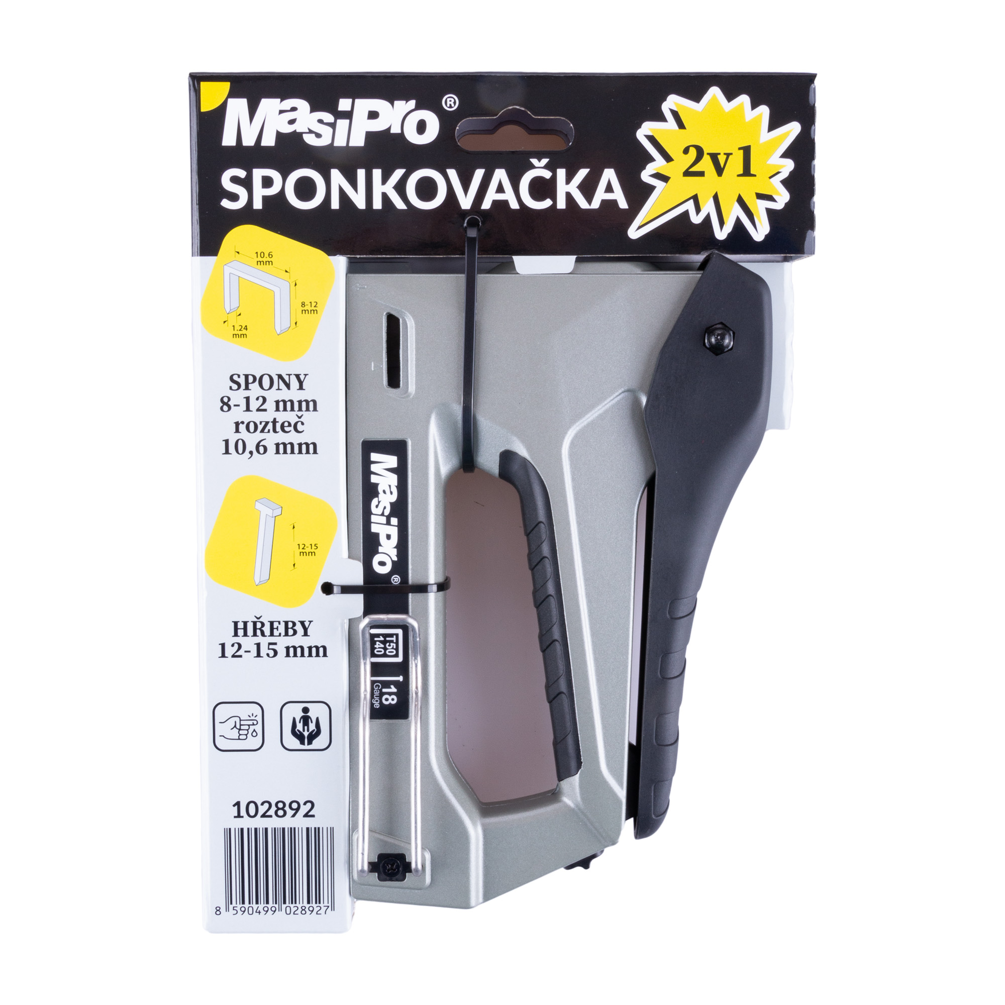 Sponkovací pistole 2v1 na spony i hřebíky MasiPro