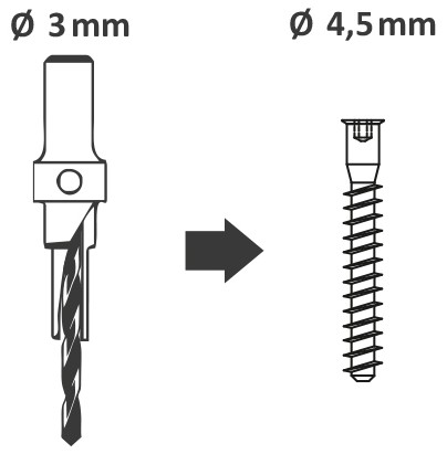 Vrták pro konfirmát 4,5 /vrták 3,0mm stopka 8mm