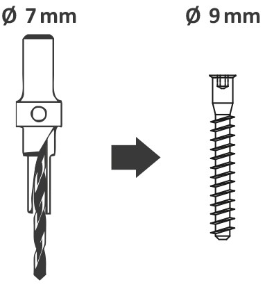 Vrták pro konfirmát 9,0 /vrták 7,0mm stopka 8mm