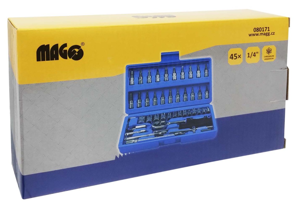 Bity - sada bitů a hlavic s ráčnou 1/4" - 45ks