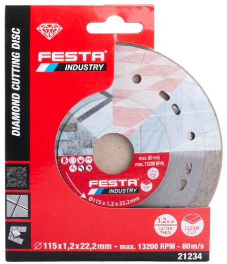 Kotouč diamantový řezný plný 115x1,2mm FESTA INDUSTRY
