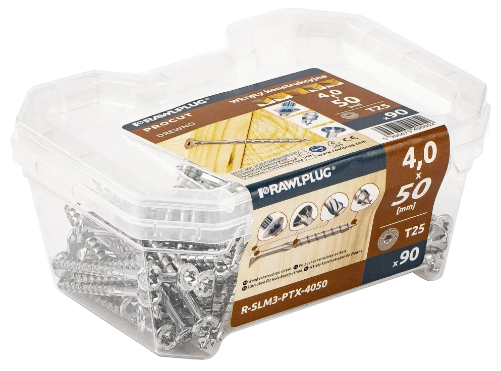 Vrut stavební konstrukční PROCUT-PTX, zapuštěná hlava 4,0x 50mm TORX25, ZB