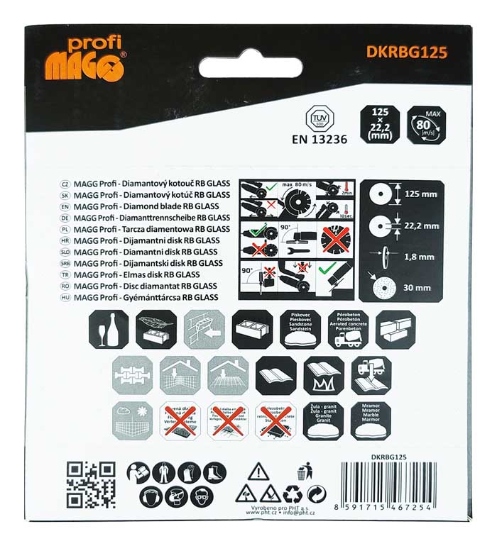 Diamantový kotouč RB GLASS 125x22,2mm MAGG Profi