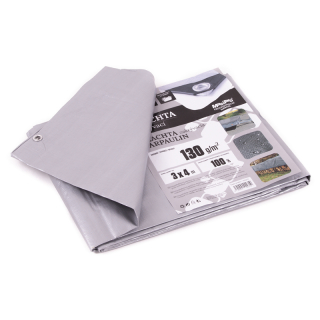 Plachta zakrývací laminovaná s oky šedá 3x4m, 130g/m2