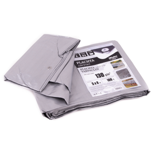 Plachta zakrývací laminovaná s oky šedá 5x8m, 130g/m2