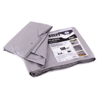 Plachta zakrývací laminovaná s oky šedá 6x 8m, 130g/m2