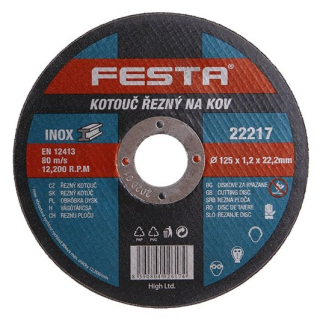 Kotouč řezný na kov a nerez 125x1,2x22,2mm FESTA