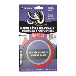 Páska lepící oboustranná 19x1mm/2,5m MAMUT CLEAR