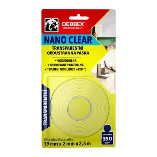 Páska lepící oboustranná 19x2mm/2,5m NANO CLEAR