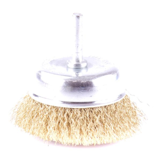 Kartáč ocelový hrnkový vlnitý, stopka, 75 mm