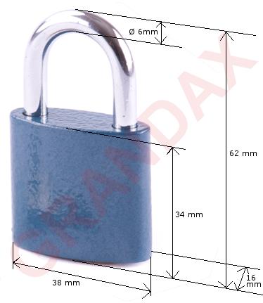 Visací zámek - rozměry